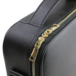 Multi-function Portable Leather Black Makeup Bag with Brush Compartment