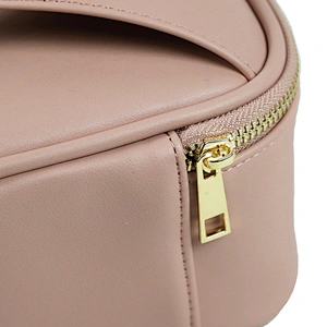 Custom Logo Cute Bow Pink Leather Cosmetic Carry Bag