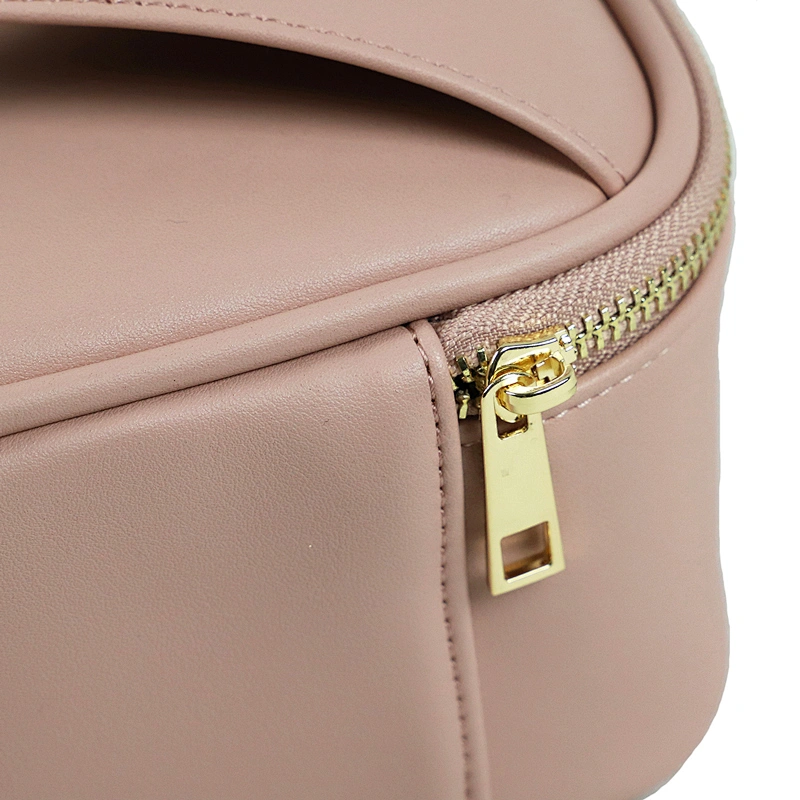 Custom Logo Cute Bow Pink Leather Cosmetic Carry Bag