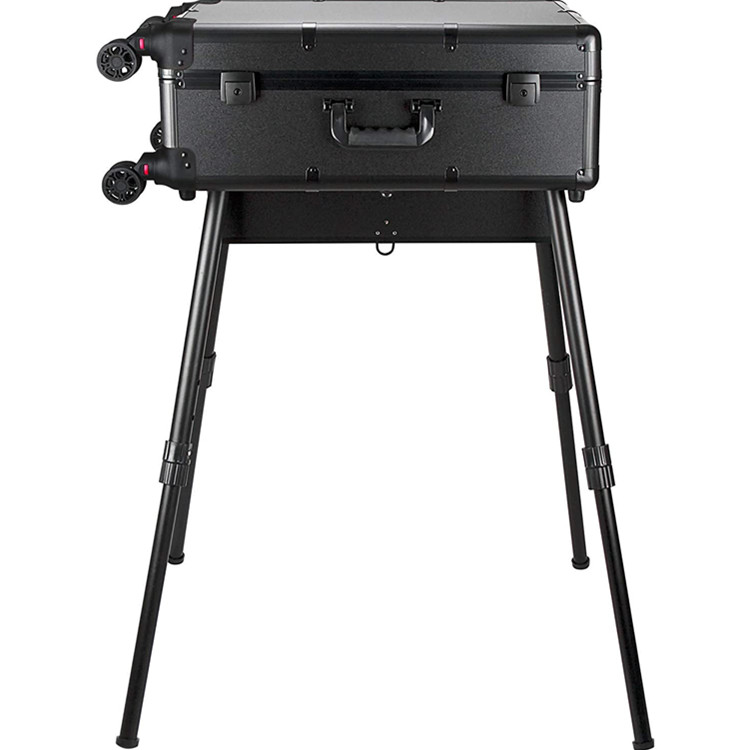 Rolling makeup case Studio 4-Legs Trolley Aluminum Makeup Case with Lighted Big Mirror