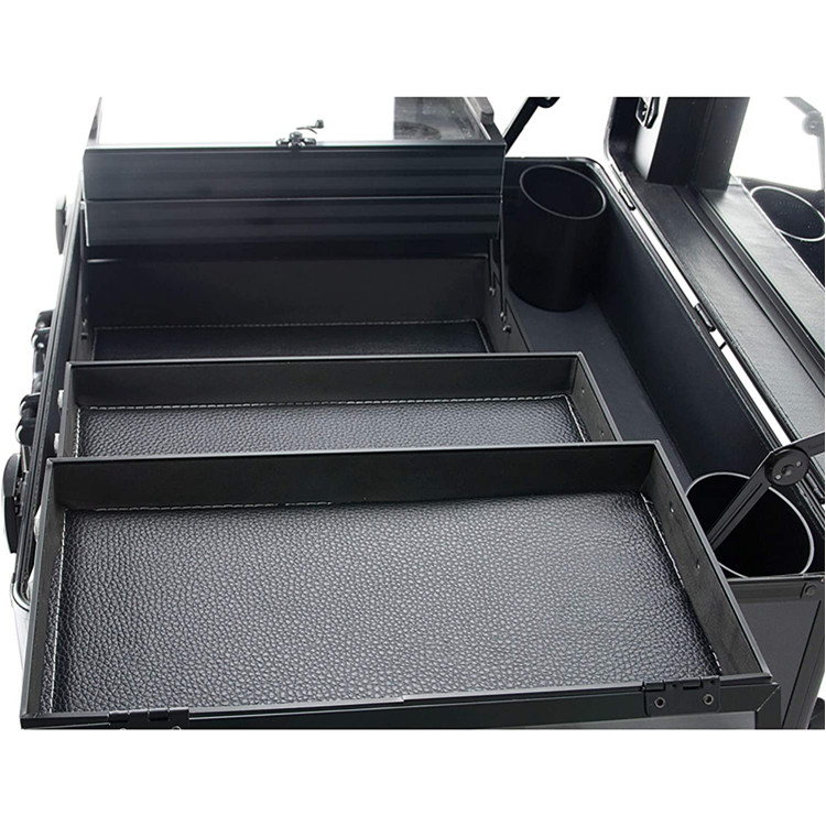 Rolling makeup case Studio 4-Legs Trolley Aluminum Makeup Case with Lighted Big Mirror