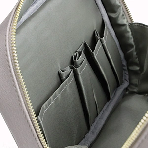 Good Quality Leather 2 Layer Cosmetic Beauty Pouch