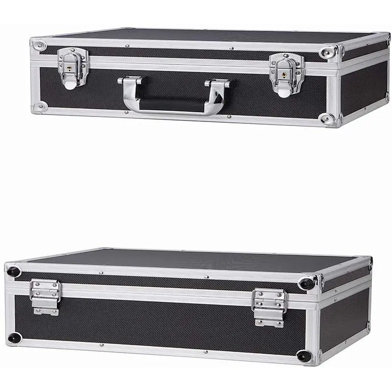 Factory Price Large Aluminum Hard Handle Case Briefcase Toolbox Storage Box Tool Case Black Carrying Case