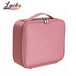 Custom Simple Portable Pink Makeup Bag with Compartments