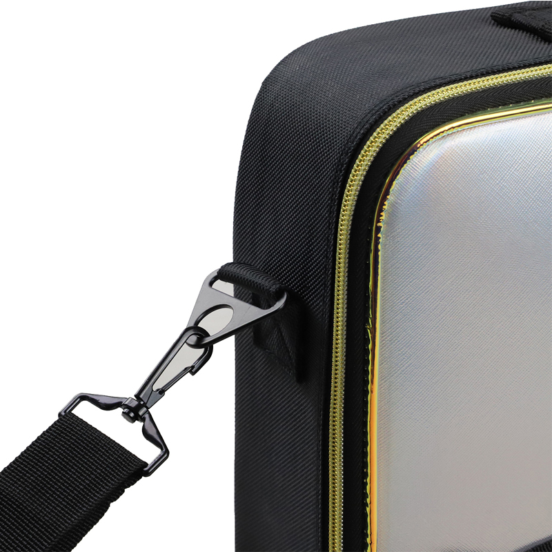 leather makeup bag with shoulder strap