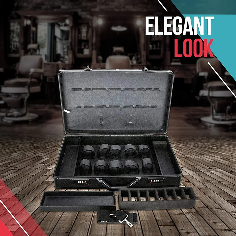 Professional Electrician Aluminum Barber Tool Case Luxury Style Customized Barber Case Box Kit Tool Aluminum Barber Clipper Tool Case
