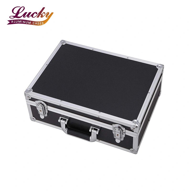 Factory Price Large Aluminum Hard Handle Case Briefcase Toolbox Storage Box Tool Case Black Carrying Case
