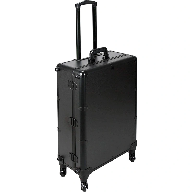 Rolling makeup case Studio 4-Legs Trolley Aluminum Makeup Case with LED Big Mirror