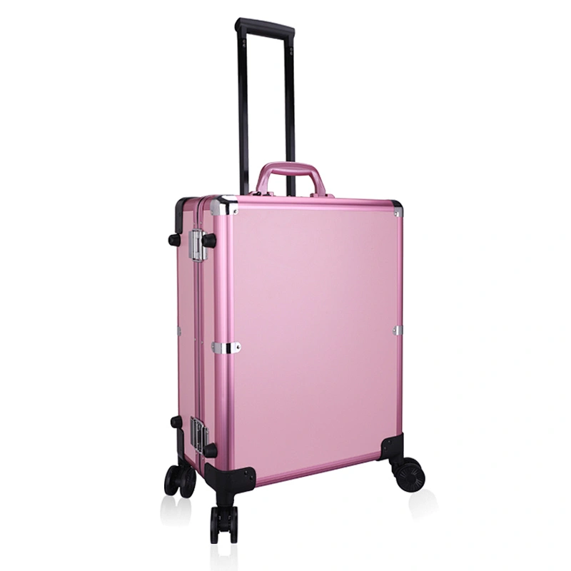 Low MOQ Led Lighted Mirror Makeup Box Trolley Case with Speaker