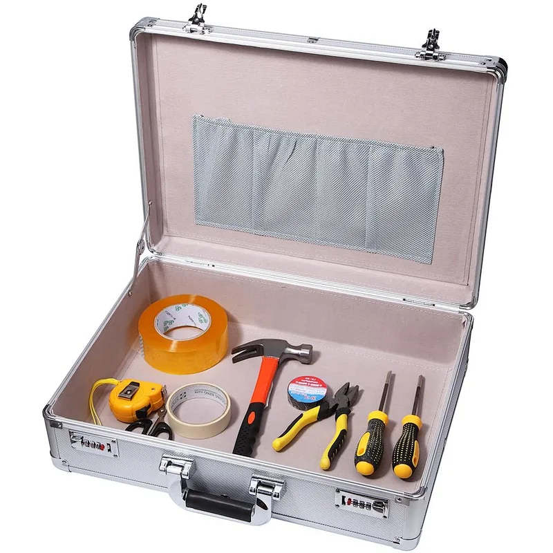 Portable Tool Case Box custom foam Flight Aluminum Metal Briefcase with combination locks