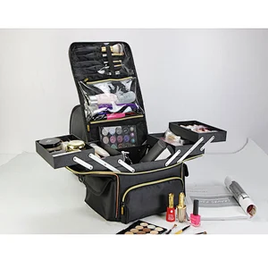 China Factory Custom Portable Makeup Cases Bags with Zipper for Makeup Nail Polish