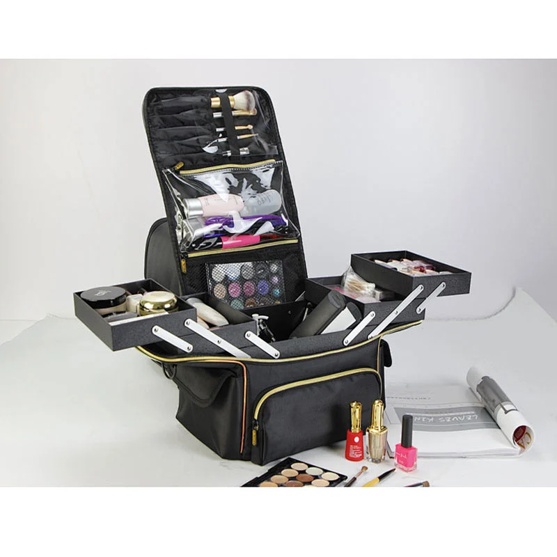 China Factory Custom Portable Makeup Cases Bags with Zipper for Makeup Nail Polish