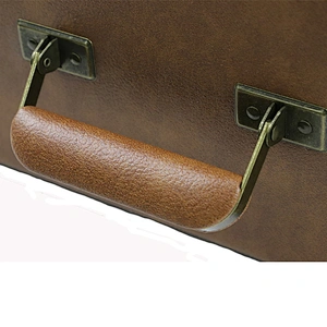 13.7 Inch Tan Leather Vinyl Record Case for 30 Albums