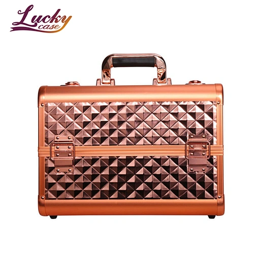 Factory Custom Luxury Hard Shell Makeup Case Aluminum with Nail Polish Dividers