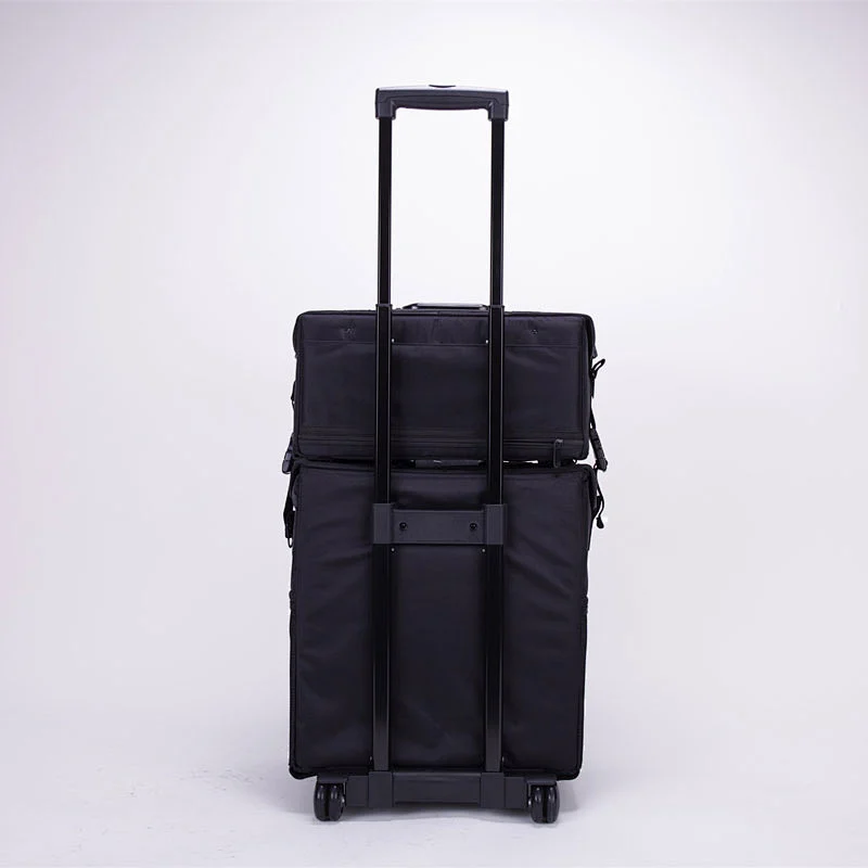 Professional Soft 2 in 1 Makeup Trolley Cases Bags with 8 Plastic Drawers for Travel