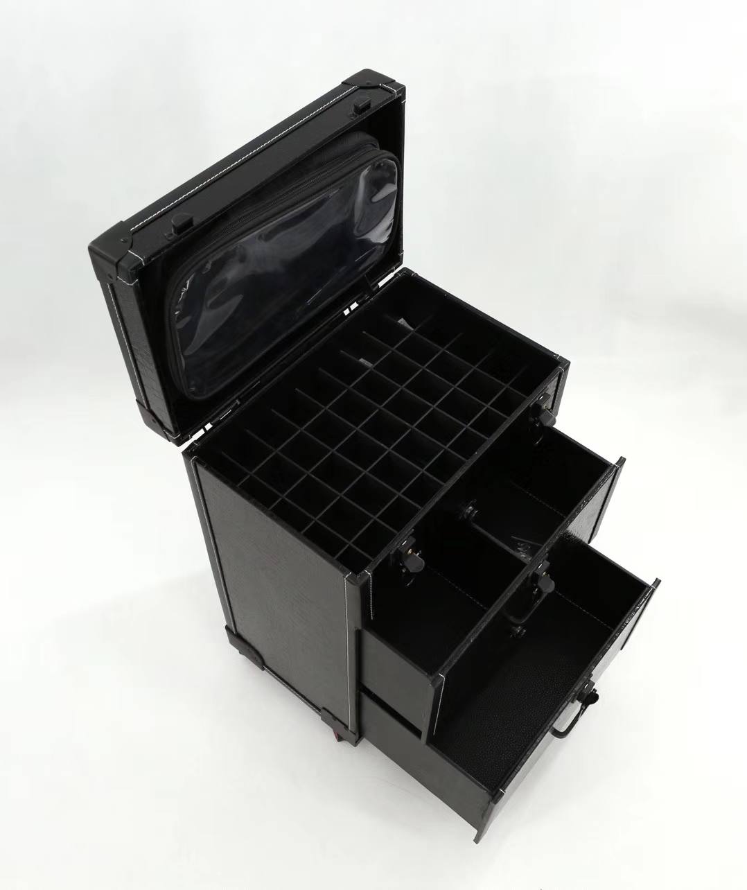 Rolling Makeup Case 4in1 Cosmetic Lockable Trolley Makeup Nail Artist Travel Train Case Organizer Box