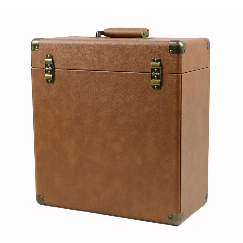 vinyl record case brown