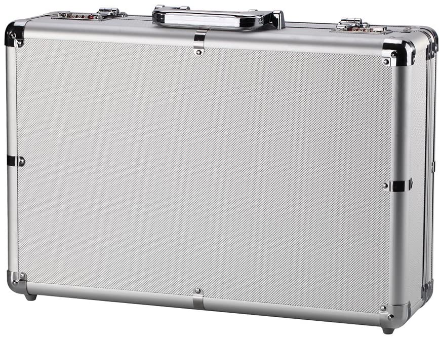 Briefcase Aluminum Hard Case Tool Box Metal Cash Box with Multiple Rivet Reinforcement
