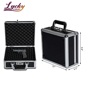 11 Inch Single Pistol Case Black Aluminum Box