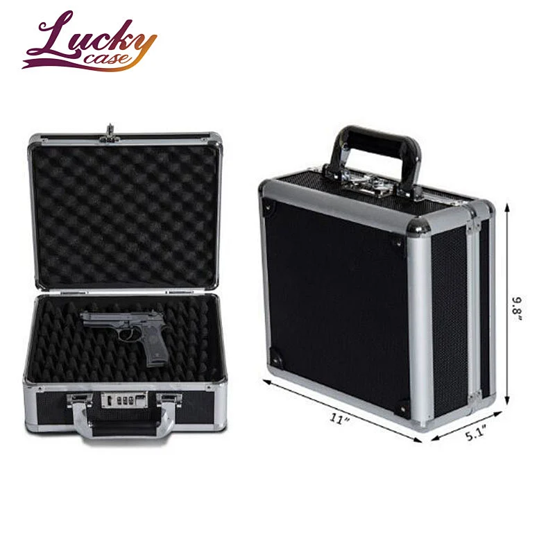 11 Inch Single Pistol Case Black Aluminum Box