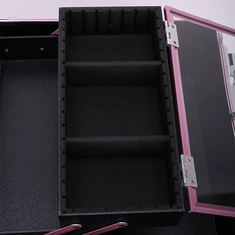 Large 8 Trays Aluminum Rolling Makeup Case