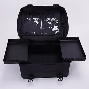 Classic Black 8 Drawers Rolling Makeup Bag with Wheels