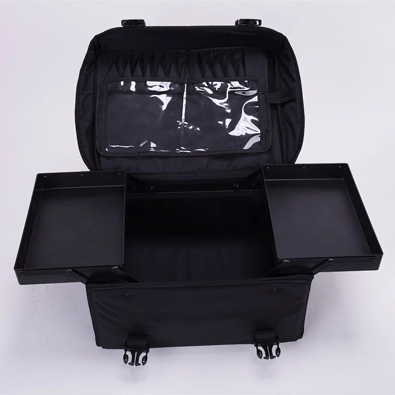 Classic Black 8 Drawers Rolling Makeup Bag with Wheels