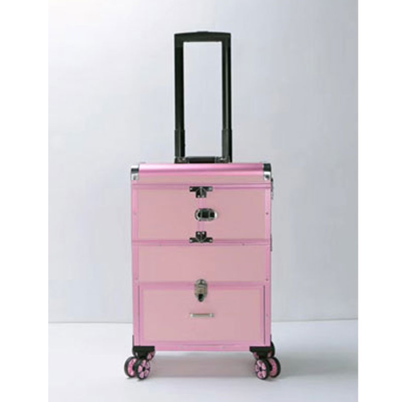 pink cosmetic case trolley