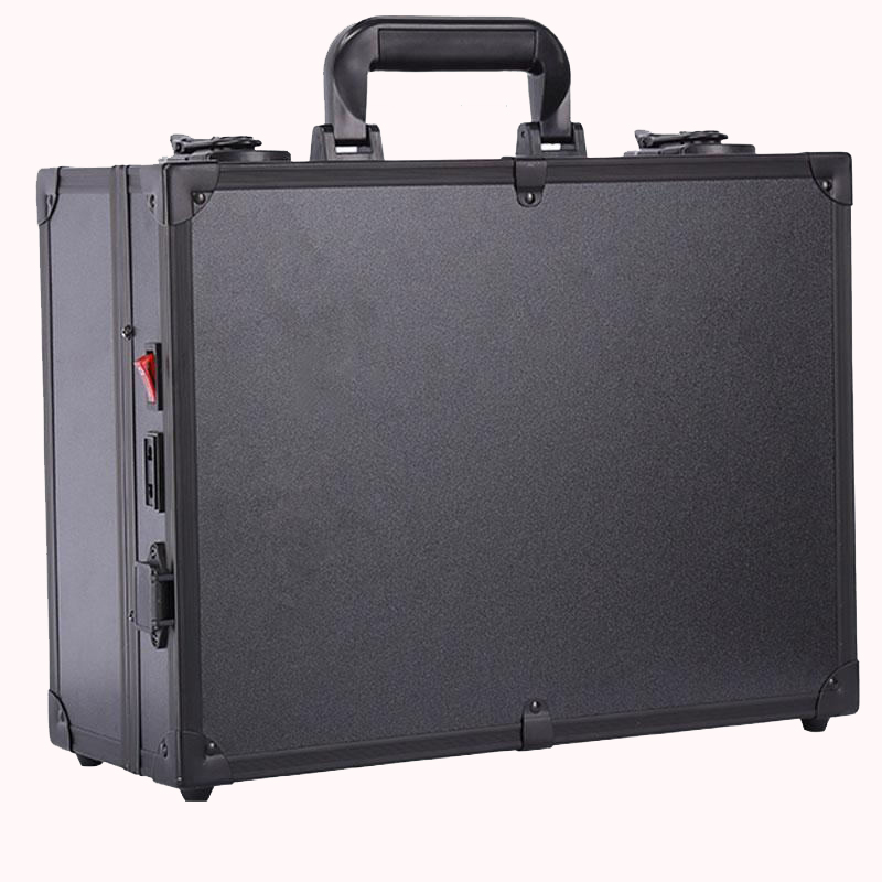 black L frame makeup case with lights
