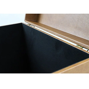 13.7 Inch Tan Leather Vinyl Record Case for 30 Albums