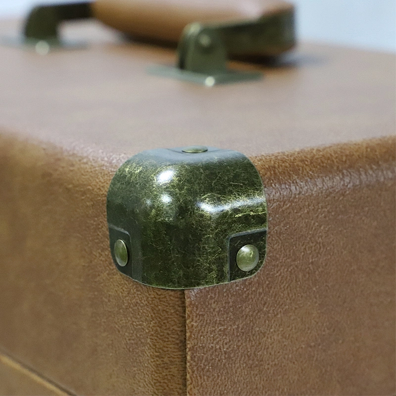 13.7 Inch Tan Leather Vinyl Record Case for 30 Albums