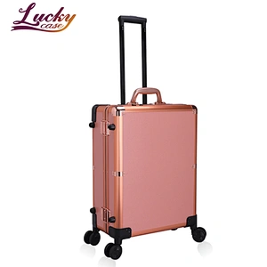 Low MOQ Led Lighted Mirror Makeup Box Trolley Case with Speaker
