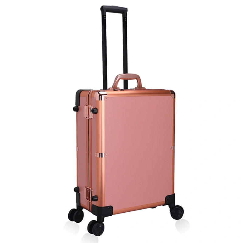 Luxury 3 Adjustable Light Colors Rolling Cosmetic Case with Mirror