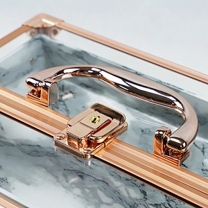 New Lightweight Clear Cosmetic Acrylic Storage Case with 2 Marble Trays