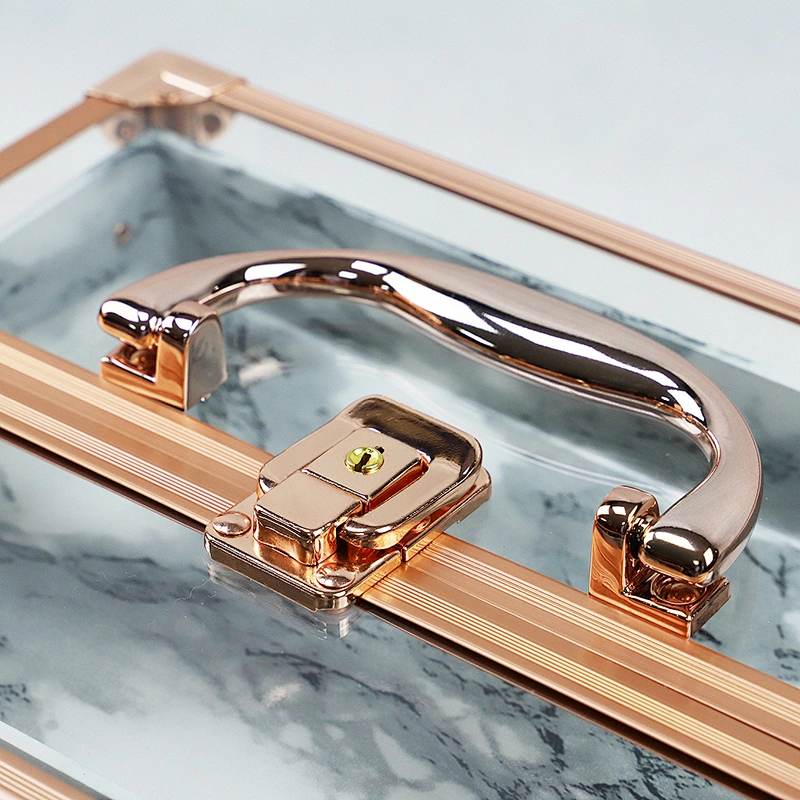 New Lightweight Clear Cosmetic Acrylic Storage Case with 2 Marble Trays