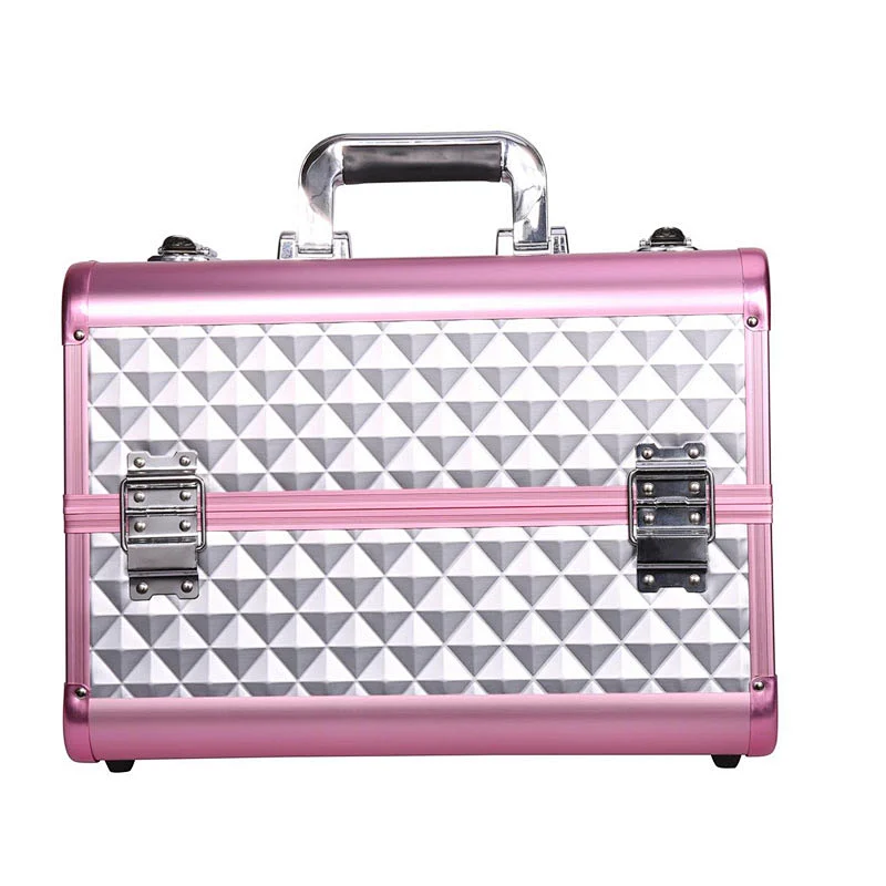 Factory Custom Luxury Hard Shell Makeup Case Aluminum with Nail Polish Dividers