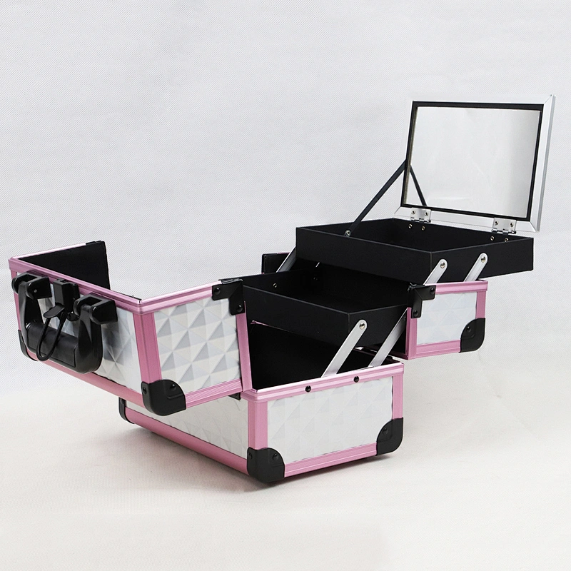 Fashion Water Cube Suitcase Makeup Case with Mirror