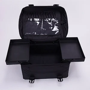Professional Soft 2 in 1 Makeup Trolley Cases Bags with 8 Plastic Drawers for Travel