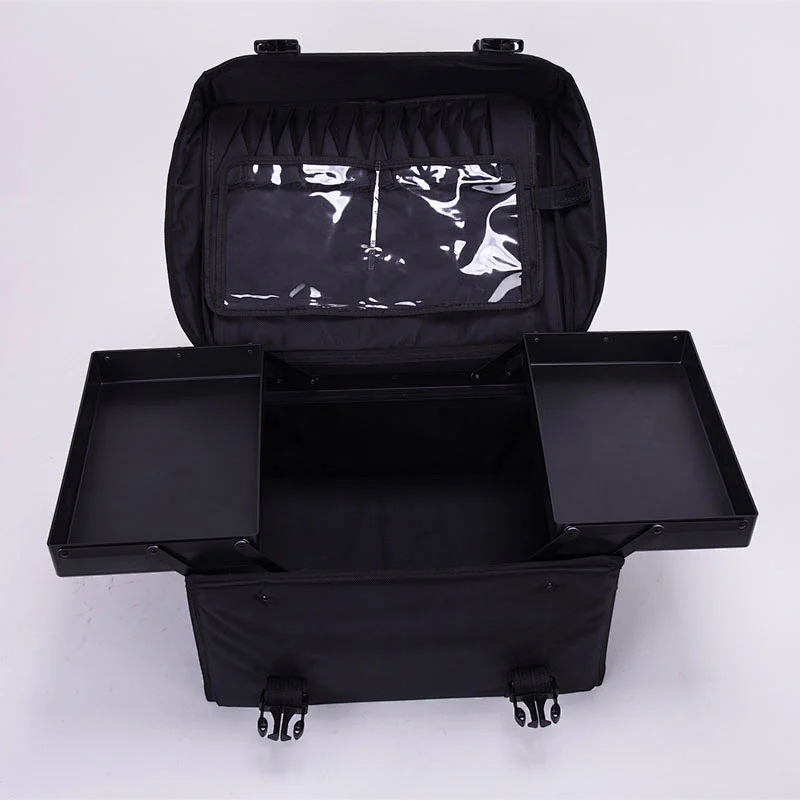 Professional Soft 2 in 1 Makeup Trolley Cases Bags with 8 Plastic Drawers for Travel