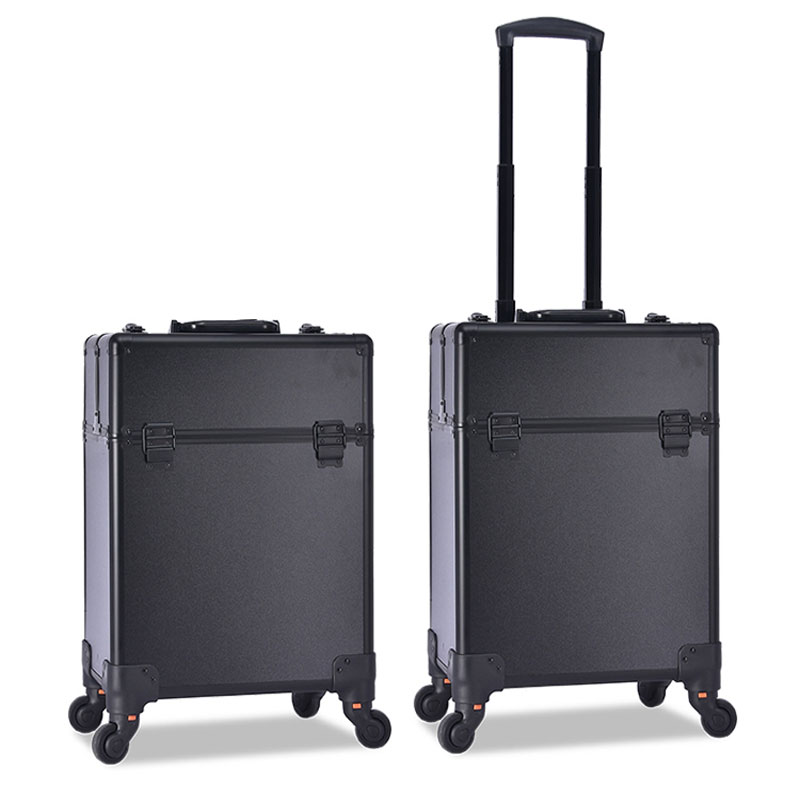 black makeup case with wheels