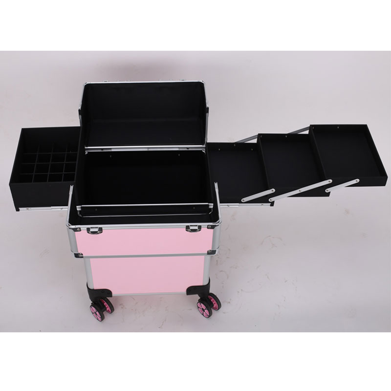 rolling makeup case with trays