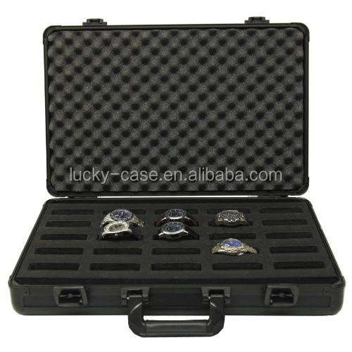 Aluminum Watch Briefcase Black Case Watch Case for 25 Watches