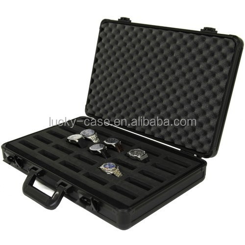 Aluminum Watch Briefcase Black Case Watch Case for 25 Watches