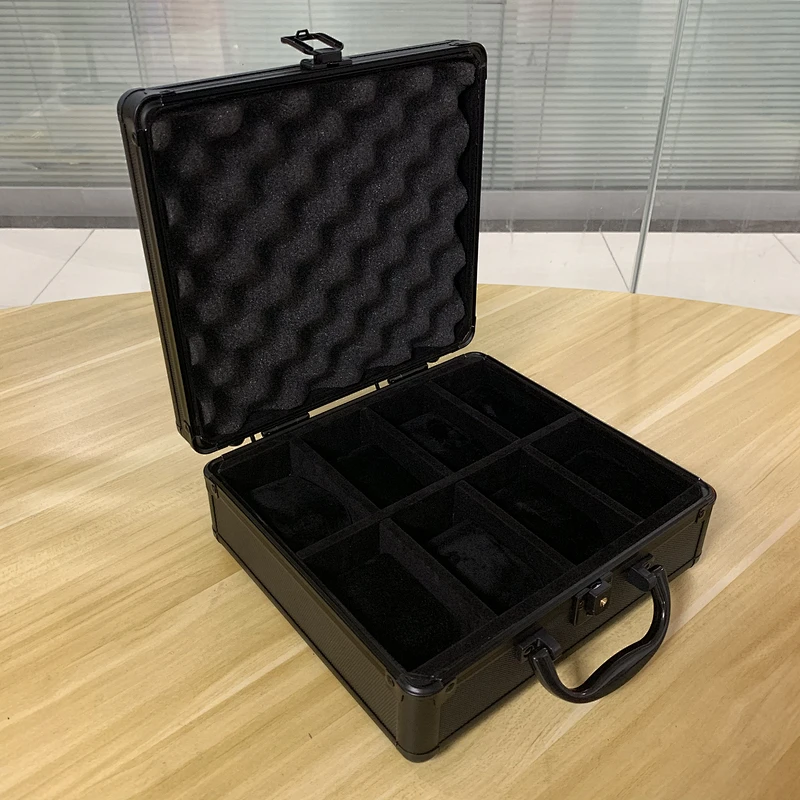 Metal Watch Case Watch Box for 8 Watches Case Black Aluminum Trimmed Case with Reinforced Steel Corner with Handle