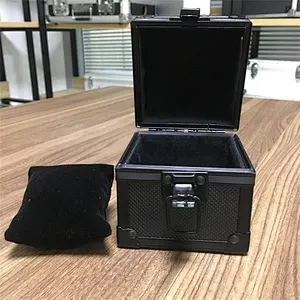 Single Watch Box Aluminum Alloy Boxes Organizer Jewelry Storage Display Case Black with Cushion Inside