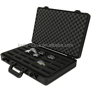 Aluminum Watch Briefcase Black Case Watch Case for 25 Watches