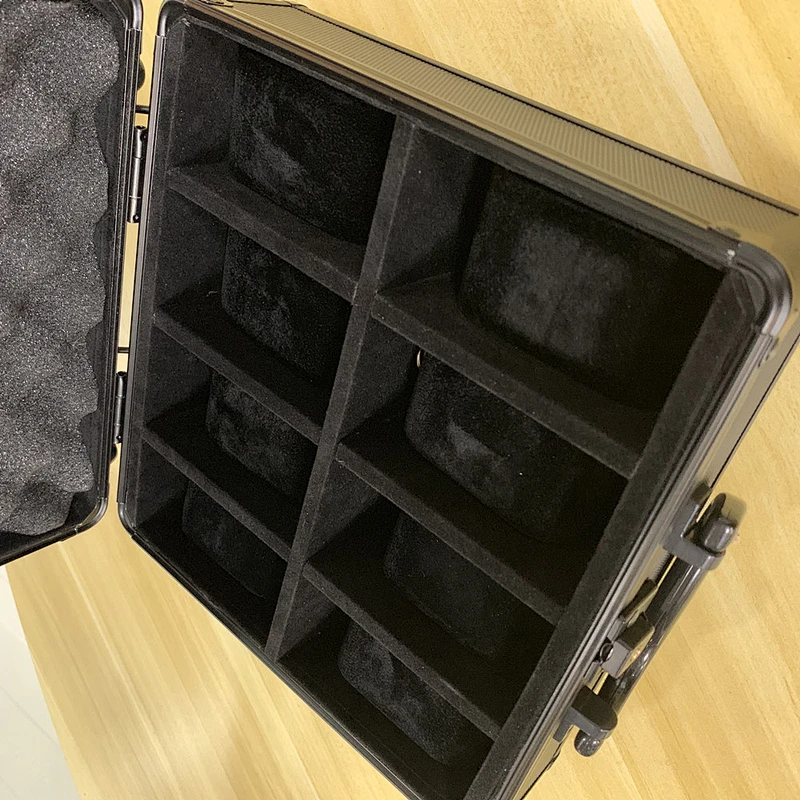 Metal Watch Case Watch Box for 8 Watches Case Black Aluminum Trimmed Case with Reinforced Steel Corner with Handle