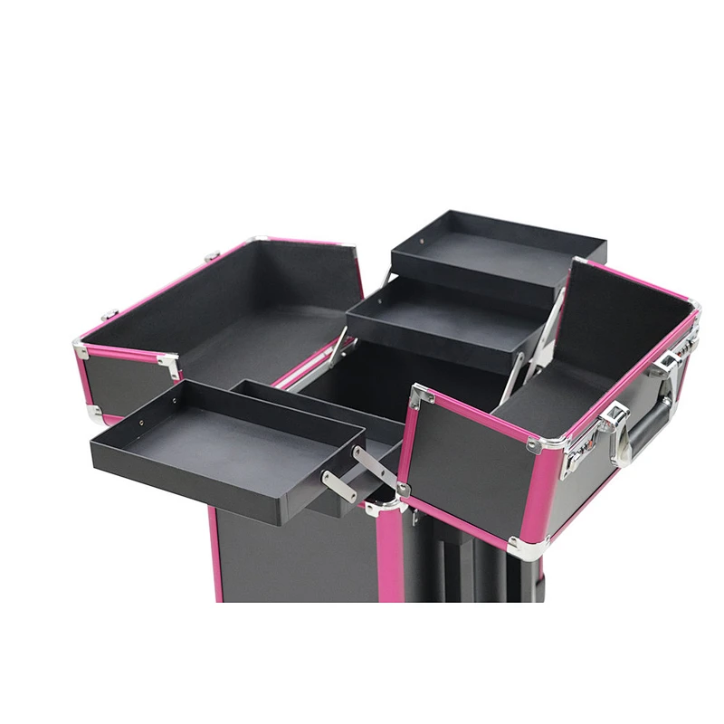 Luxury Easy Carry Portable Cosmetic Make up Case Bag Multi-functional Makeup Trolley Case Nail Station Cosmetic Rolling Box