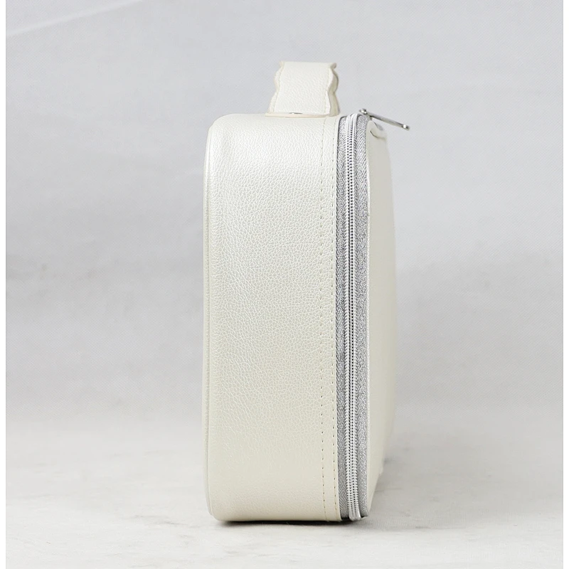 PU Handhold Makeup Bag Private Label Waterproof PU Leather Travel Double Layer Makeup Bag White  Makeup Bags