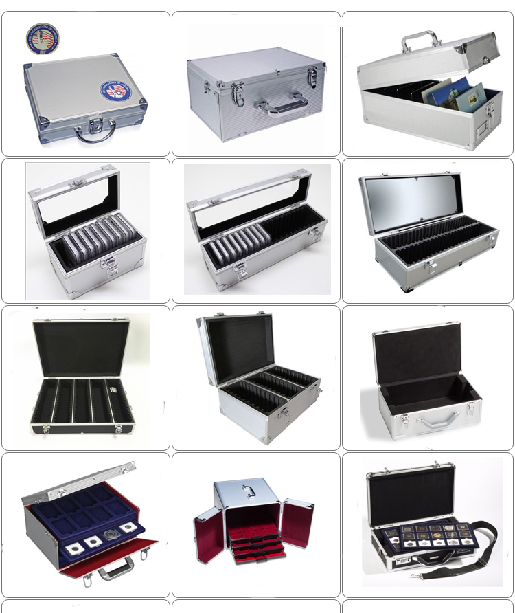 Black color 100 PCGS/ NGC Coin plate aluminum alloy black storage slab coin case Storage Display aluminum case